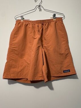 Patagonia Rust Orange Mesh-Lined Shell Shorts
